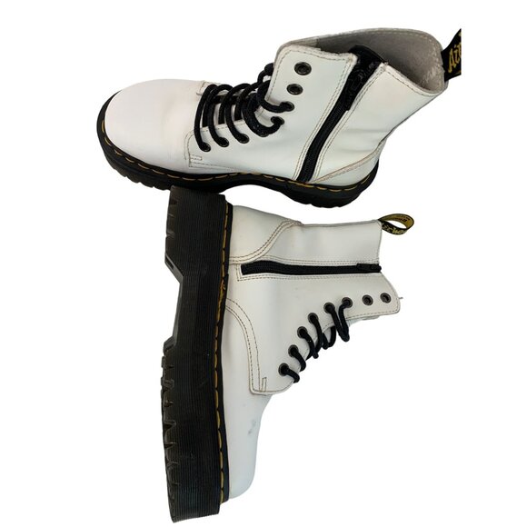 Unisex Dr. Martens Jadon White Leather Platform Boots Size 5 Men / 6 Women - Picture 5 of 11